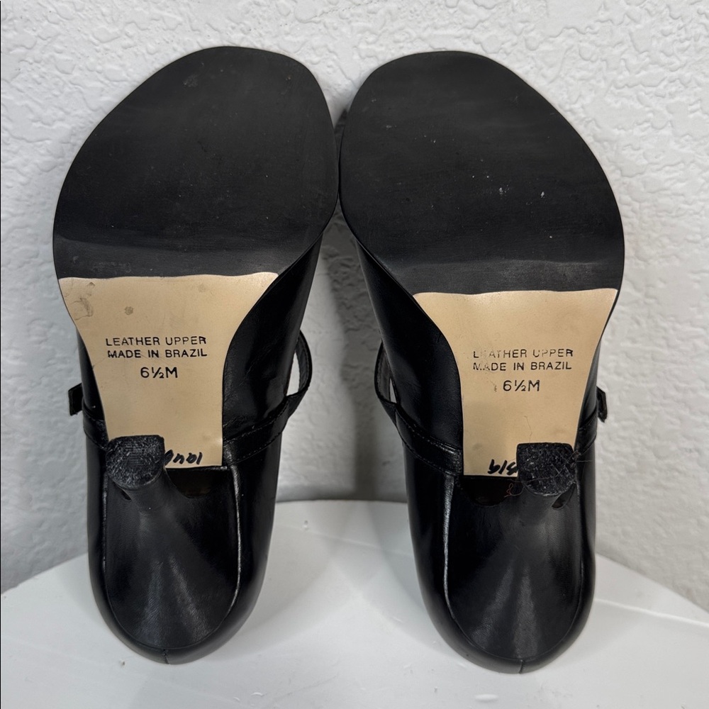 TWO LIPS SUMMER BLACK MARY JANE HEELS BUTTERFLY PEEP TOE VINTAGE Y2K SHOES - Picture 12 of 14
